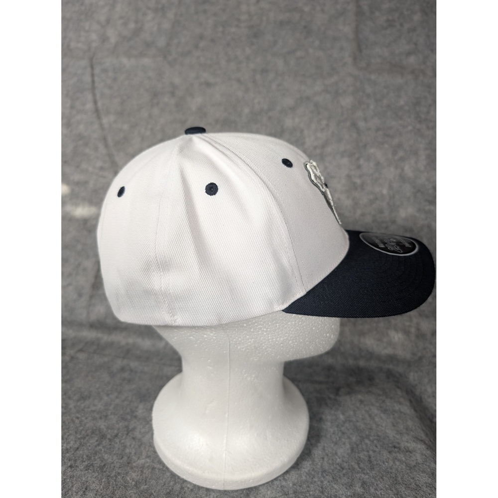 Zephyr Authentic Bulldog Embroidered Baseball Cap White Navy Flex Fit Size L - Picture 7 of 8